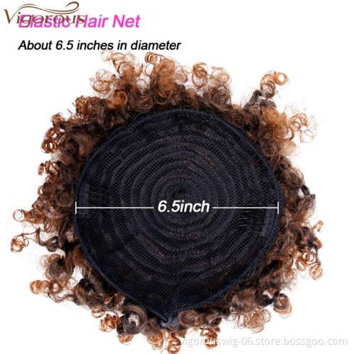 Vigorous Synthetic Short Afro Kinky Hair Bun High Temperature Drawstring Pony Tail Clip in Hair Extension on Puff Hair Bun